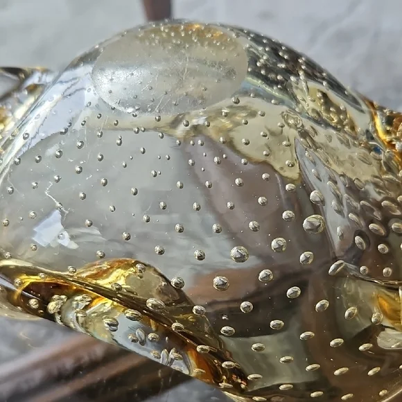 Art Glass Bowl - Luminous Gold - Vintage - Picture 10 of 12